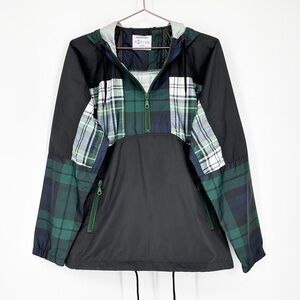 Urban Outfitters Plaid Quarter Zip hooded Windbreaker Jacket Size Small